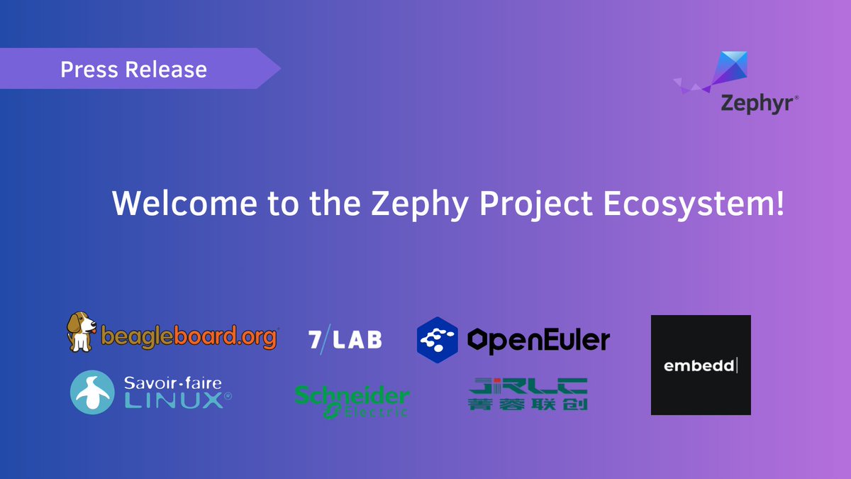 ZephyrIoT's tweet image. .@zephyrIot welcomes new Silver and Associate members to our ecosystem! Learn more about why they joined the project and how they will use the #ZephyrRTOS and more. Read the news release: hubs.la/Q041-xvt0 @linuxfoundation #opensource #embedded #RTOS