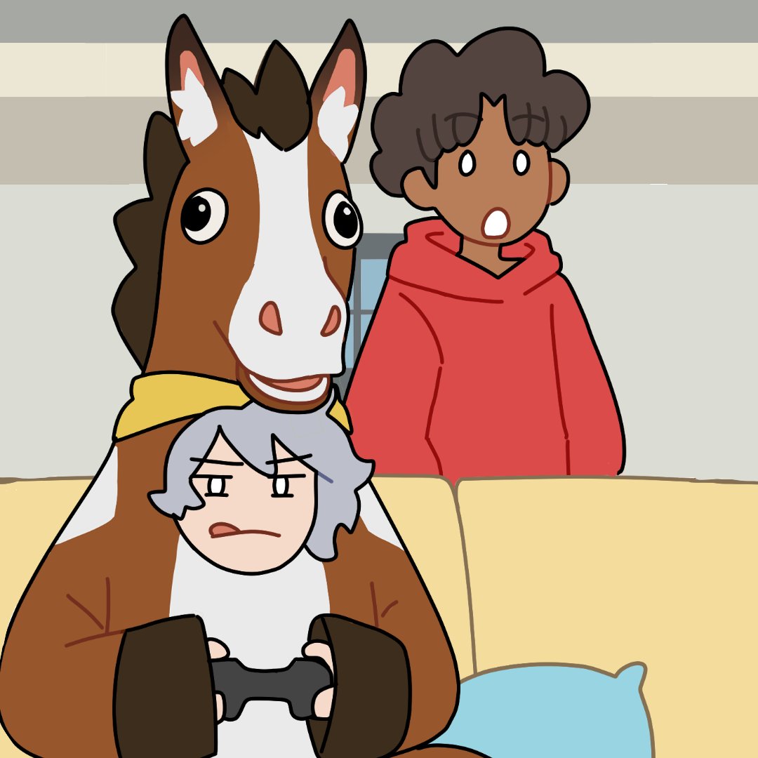 plan_three's tweet photo. We've been blessed with another Genshin Short! It's the Year of the Horse, so we put a horse costume on Hosuh

#GenshinImpact #MiliastraWonderland #NewYearwithMiliastra https://t.co/OnpBoABI8P