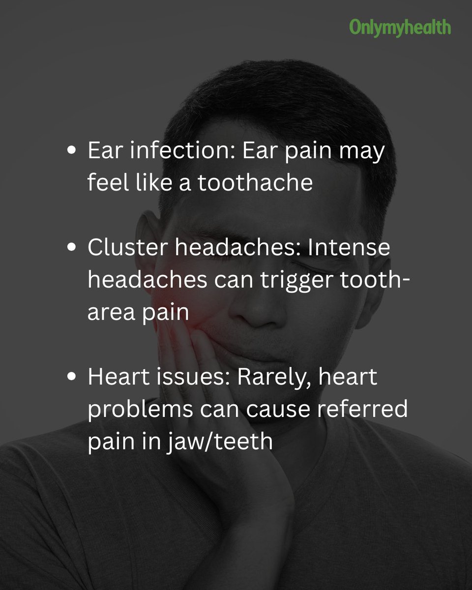 onlymyhealth's tweet image. Sometimes a #toothache isn’t about your teeth!  It could be nerves, sinuses, jaw, or even heart issues.

See a doctor if pain persists, spreads, or worsens. Early check = faster relief &amp;amp; better health!