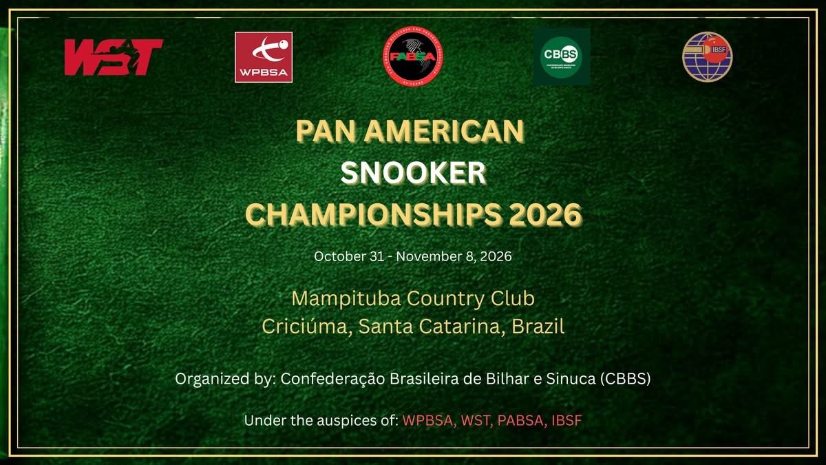 PABSAofficial's tweet photo. PABSA is delighted to unveil the Pan American Snooker Championships 2026 (PANAM 2026), coming to Criciúma, Santa Catarina, Brazil.

Mark your calendars for an incredible showcase of skill, precision, and sporting excellence.

#PanAmericanSnooker #PanAm2026 #PABSA #BrazilSnooker https://t.co/9ORb4kufjx
