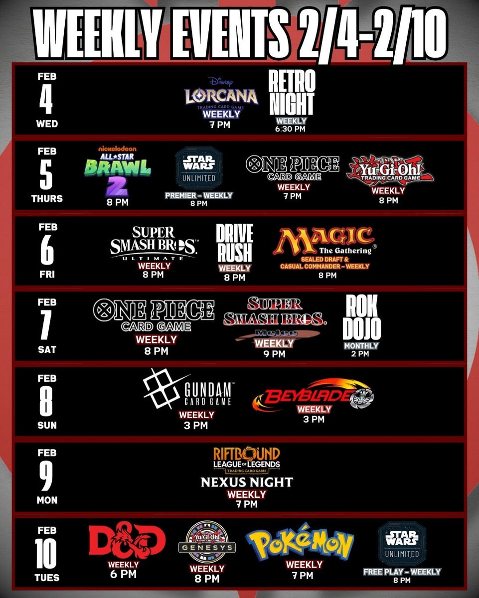 ROKesports's tweet photo. This week, at ROK Gaming Lounge
From TCG, to old school gaming with consoles, to PC gaming. Come see what the hype is about in Miami’s best gaming hub 👾
📍ROK Gaming Lounge
15305 S Dixie Hwy, Palmetto Bay FL 33157
#gaminglounge #miamigamenight #miamitcg #pokemon #smashbros https://t.co/RYujKU86CC