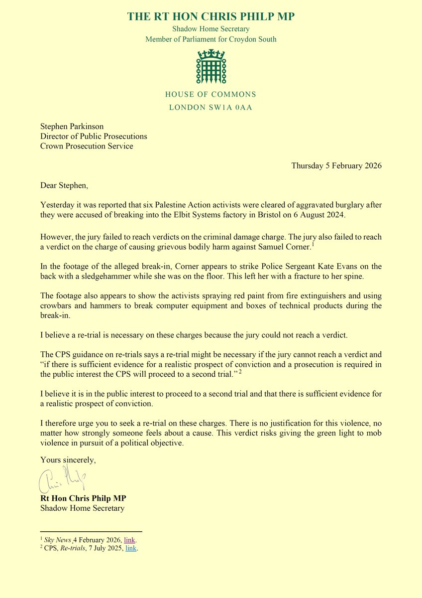 I’ve written to the DPP to urge a re-trial of the Palestine Action activists
