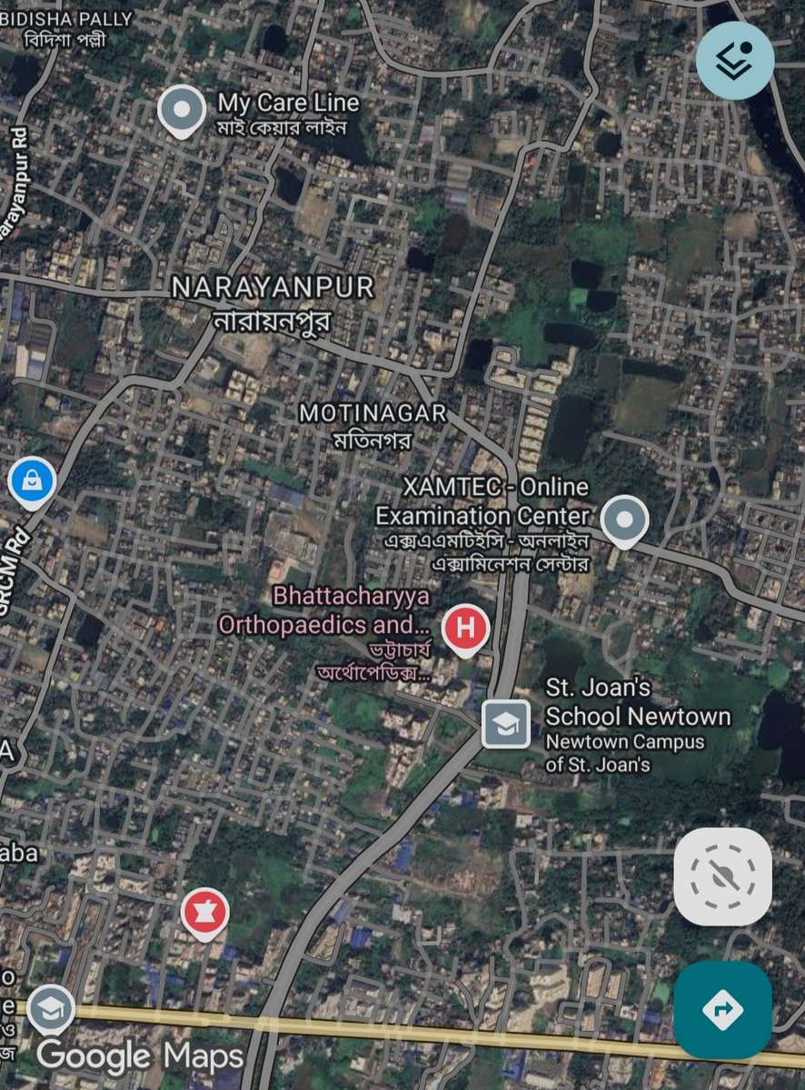 rakeshcalcutta's tweet photo. @BombagorerRaja @pwdwb_gov @nkda_mar @wbhidco_ltd It's almost 2 years now, pls share progress update on this supposed 8km NewTown - Barasat Expressway, apart from completion of ongoing long pending 500m St John's School - 217 Bus Stand connector work started in 2010 &amp; finally completed in 2025.
Current google map image attached. https://t.co/HMSbU7yifN