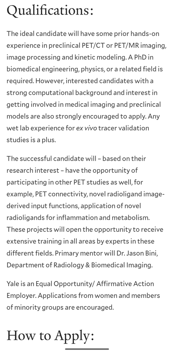 ScienceDrBini's tweet photo. Looking to recruit a postdoc for a June 1 or later start date. Details below. Familiarity/experience in PET imaging and quantification is most desired. https://t.co/E6A1XTcFcV