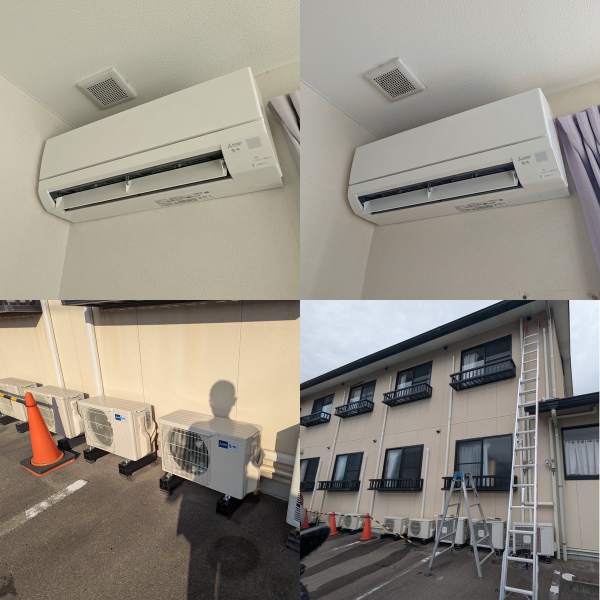 techabe's tweet image. Blog更新「グループホームの1階2階のゲストルームでダイキンエアコンを三菱霧ヶ峰へ取替工事」→ この建物すべてダイキンでしたが、少しずつ三菱霧ヶ峰へ取替えていってます。
techabe.blogspot.com/2026/02/12.html
　
#エアコン工事 #ものづくりマイスター #一級冷凍空気調和機器施工技能士 #愛媛県 #松山市