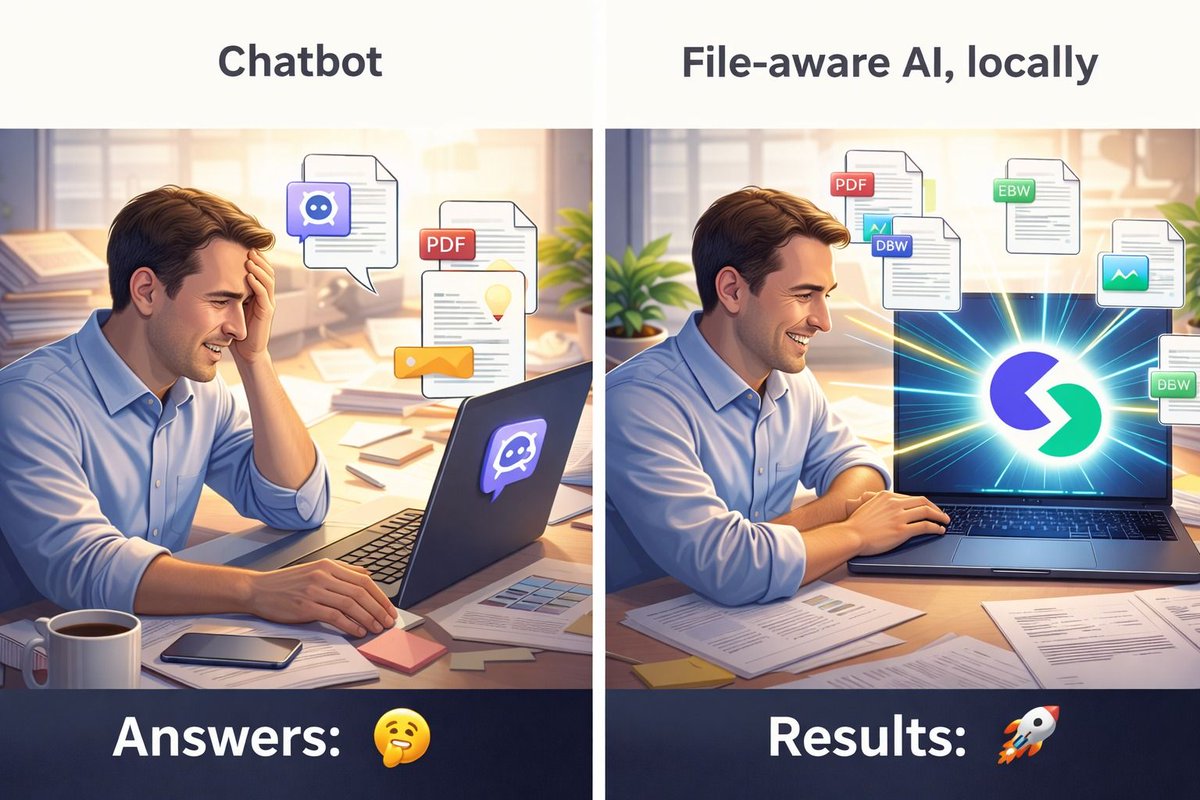 If your AI doesn’t understand your files and project context,
you’re working 5x slower than you should.

Most people use AI like a chatbot.

Professionals use AI with:
• context
• memory
• real work data
• privacy

So… how do you actually do that? 👇