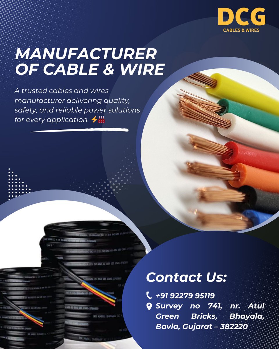 DCGCables's tweet image. Power up with trusted solutions

Experience safety, quality, and reliability with DCG Cables &amp;amp; Wires. Your trusted partner for seamless power solutions tailored to every application. ⚡️

#Dcgcables #PowerSolutions #Cables