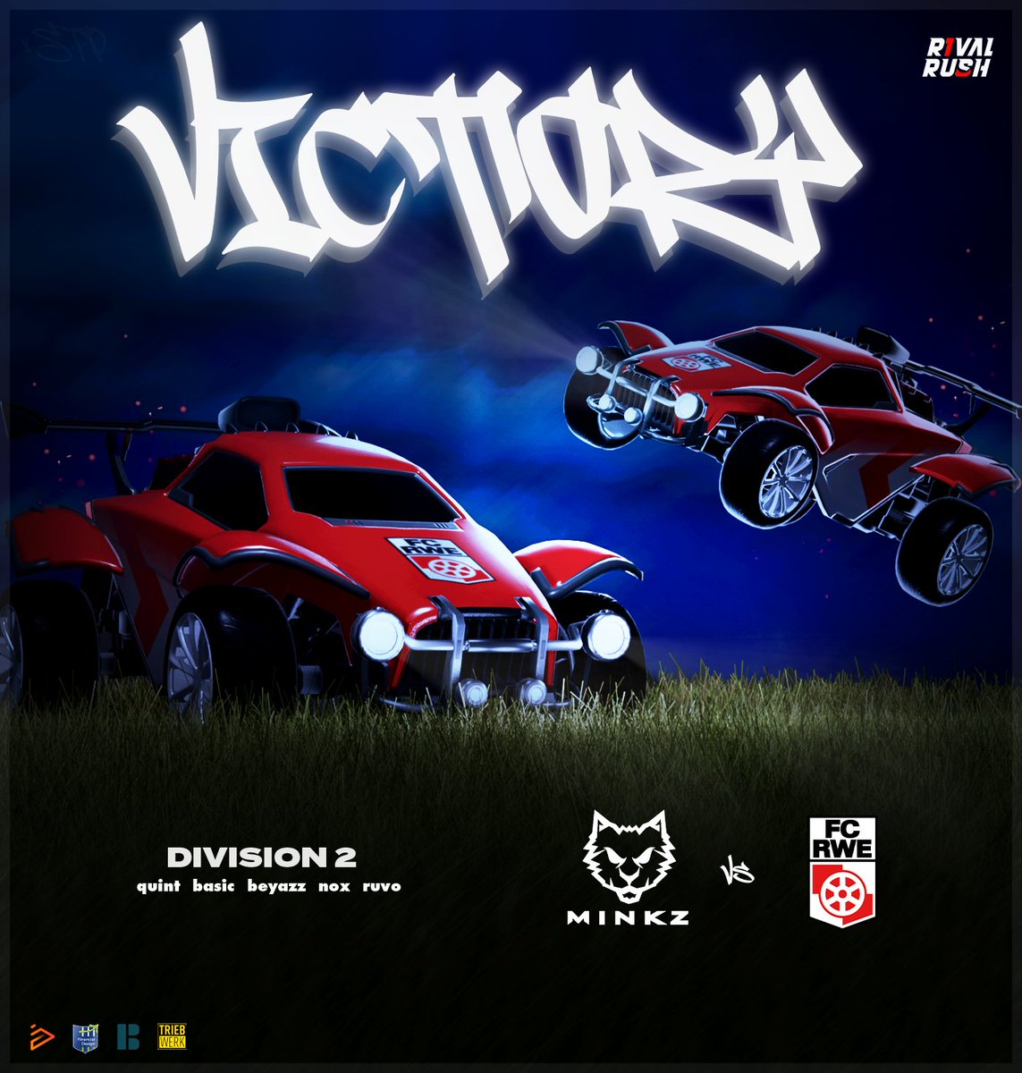 Sieg für unser #RocketLeague Squad in <a href="/RivalRushRL/">Rival Rush</a> Liga 2.

Was für ein Match war das bitte gegen <a href="/MinkzGaming/">MINKZ® Gaming</a>?

Am Ende steht Overall ein 4-3 und somit der Sieg für <a href="/jamiroquint/">quint</a> <a href="/BasicRL/">Basic</a> und <a href="/beyazz_rl/">beyazz</a>

Weiter so!

#FCRWE #eSports #Erfurt