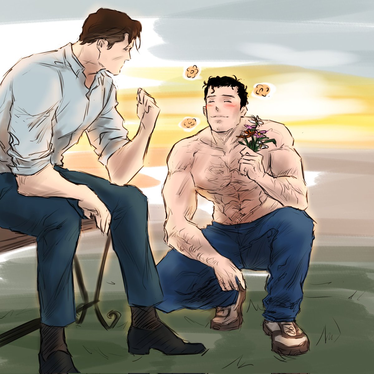 뭔가 직접 주는 장면이 없는게 아쉬워서 급하게 그려왔어요
#SuperBat