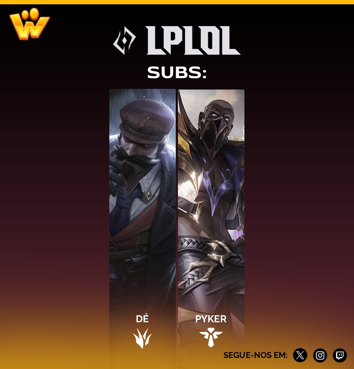 A Way Gaming vai estrear a sua participação na <a href="/lplol_pt/">LPLOL</a>  e convosco apresentamos os jogadores que irão nos representar nesta estreia.

Vem nos apoiar já apartir de dia 12 de Fevereiro na <a href="/rtparena/">RTP Arena</a> 

We are voice not an Echo!

#waygaming #lplol #leagueoflegends