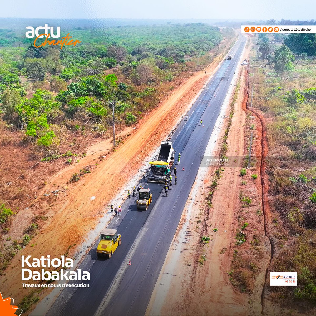 📰🚧 ActuChantier | KATIOLA–DABAKALA
📍 Hambol
🛣️ 81 km de route renforcés
🏙️ 10 km de voiries
📌 Katiola–Timbé–Bonierédougou–Dabakala
🚜 Travaux en cours