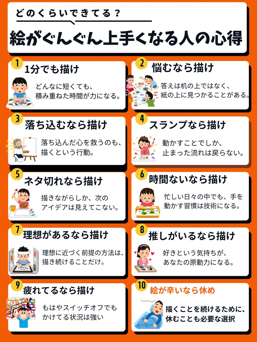 ito_pro_illust's tweet image. 絵がぐんぐん上手くなる人への心得