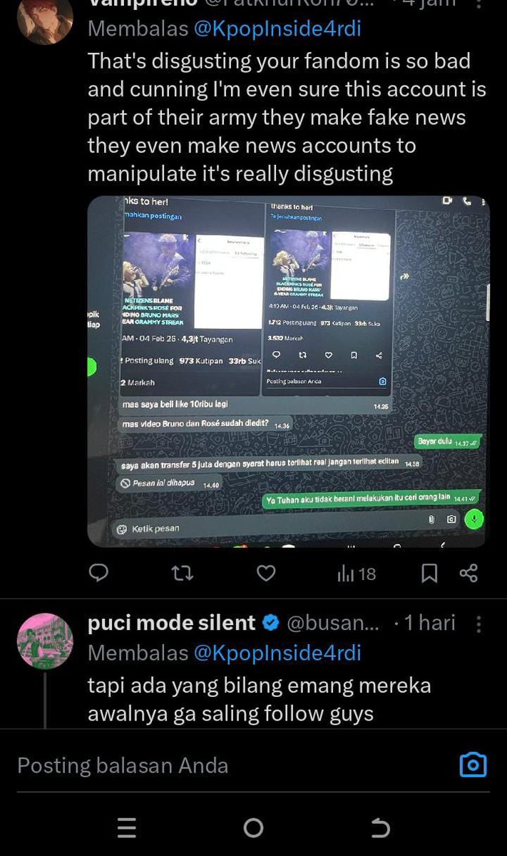 cheezberries_'s tweet photo. Kelakuan fandom gila emang selalu gila, bayangin lu bayar orang buat beli like dan ngedit idol yang lu ga suka https://t.co/WreyqbH9MX