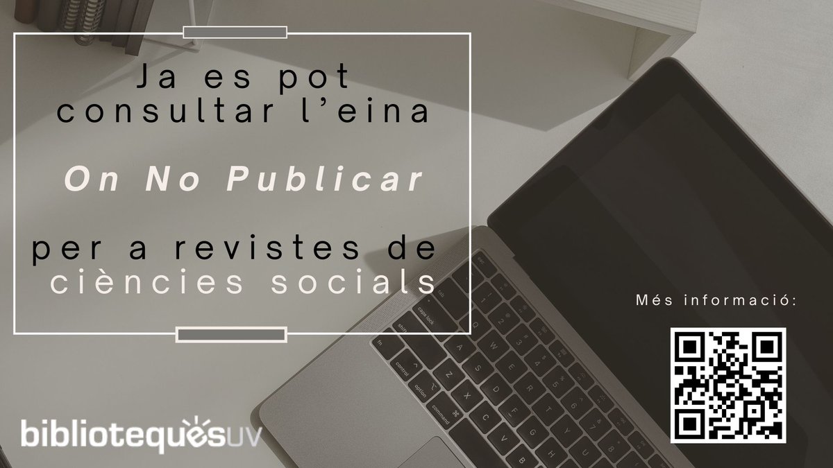 Ja es troba disponible l’eina On No Publicar en ciències socials.
L’objectiu és ajudar a identificar les revistes potencialment fraudulentes.
L’eina, elaborada la secció de Suport a la Investigació de #bibliosocialsuv és d'accés lliure.
uv.es/revbibsoc/ONNO…
#bibliotequesuv