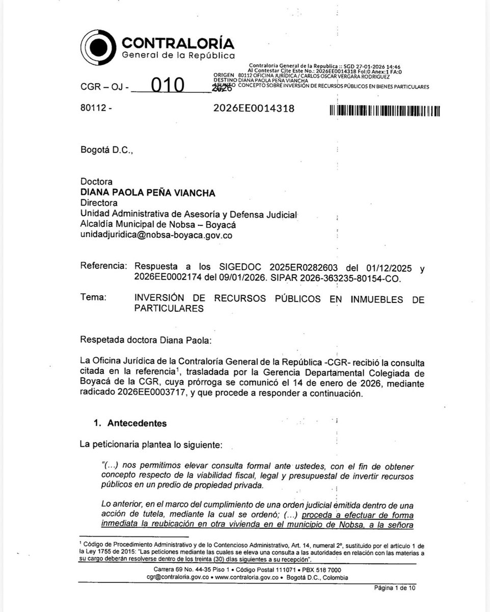 📌¿Es viable la inversión de recursos públicos en bienes particulares?: Regulación constitucional sobre la inversión de recursos públicos en bienes particulares/Posición Doctrinal de la CGR. 

drive.google.com/file/d/1D6cO2H…