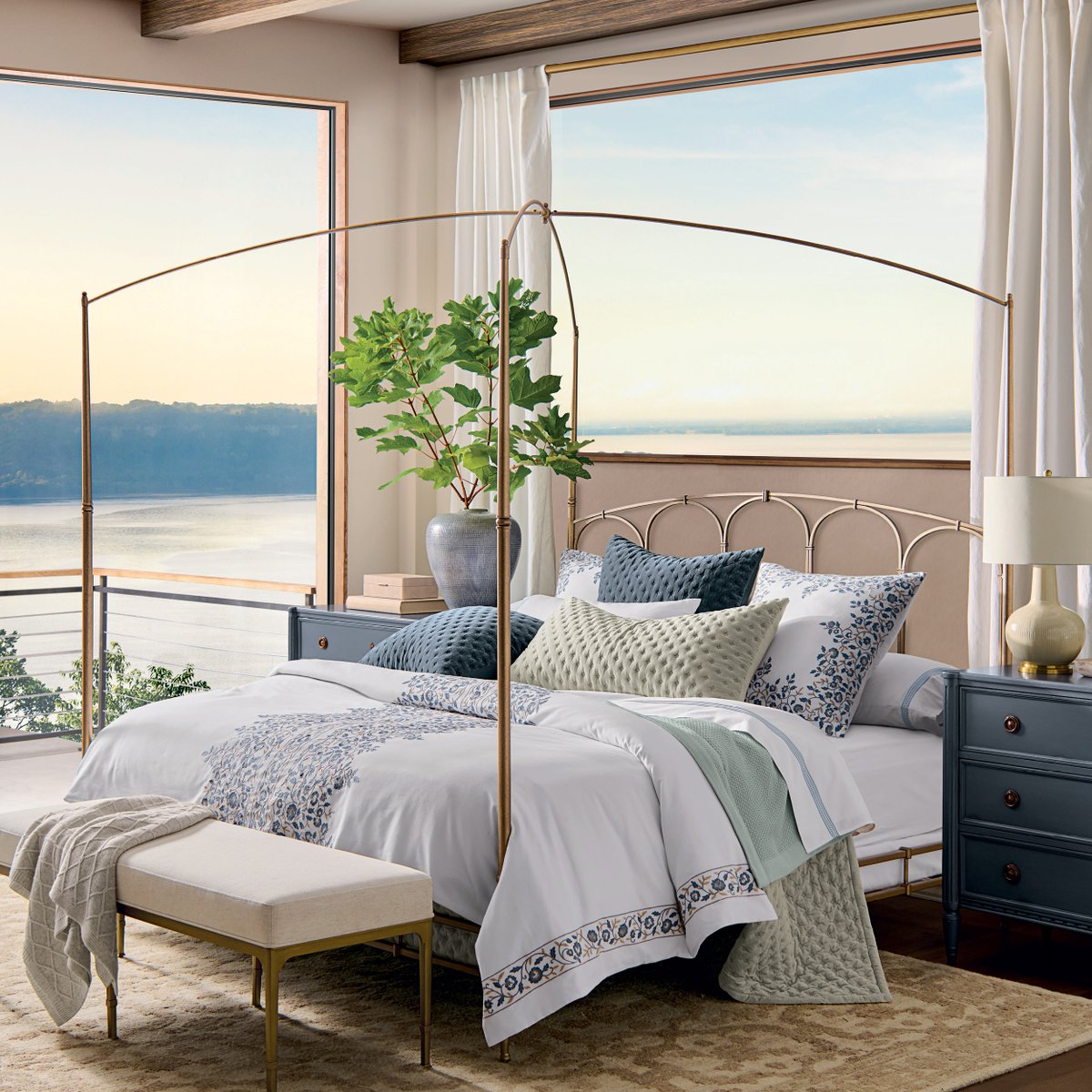 The most delicate of frames: It’s our favorite feature on the stunning new Sabine Canopy Bed, just arrived in time for spring. bit.ly/4bKwN7J