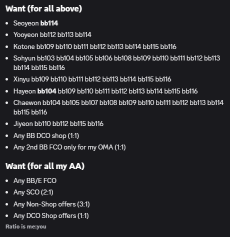 irvanhifa's tweet image. WTT
Have 1st pic
- AA/BB OMA objekt.top/@Irvanhifa?sea… *all are tradable &amp;amp; already scanned 🙏
- AA/BB FCO objekt.top/@Irvanhifa?tra… *except Members listed on 2nd pic unless its dupes 🙏

Want 2nd pic
Just DM 👌