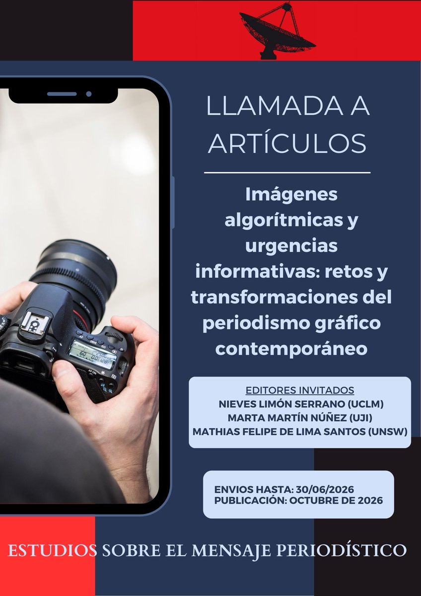 🌟Tenemos abierta una llamada a artículos para nuestro próximo monográfico, sobre periodismo gráfico
👋<a href="/nieves_limon/">Nieves Limón</a>, de <a href="/uclm_es/">Universidad de Castilla-La Mancha</a>, <a href="/martamn/">Marta Martín Núñez</a>, de <a href="/UJIuniversitat/">Universitat Jaume I</a>, y <a href="/Mathias_Felipe/">Mathias Felipe</a>, de <a href="/UNSW/">UNSW</a>, editarán el número
🗓️Recibiremos estudios hasta el 30 de junio
revistas.ucm.es/index.php/ESMP…
