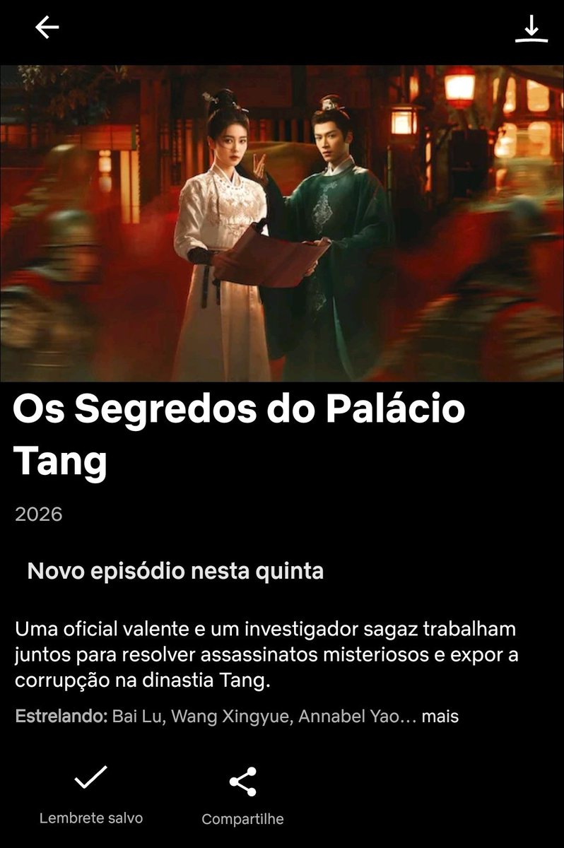acervobailu's tweet photo. VENCEMOS! 🇧🇷 "Os Segredos do Palácio Tang" estreia hoje na Netflix Brasil, às 10h30. O drama marca a primeira produção da Bai Lu disponível na Netflix Brasil! ✨️

"Intrigas palacianas, jogos de poder e um romance que desafia o império."

#BaiLu #白鹿 #LiPeiyi @NetflixBrasil https://t.co/G5lGqGAQDk