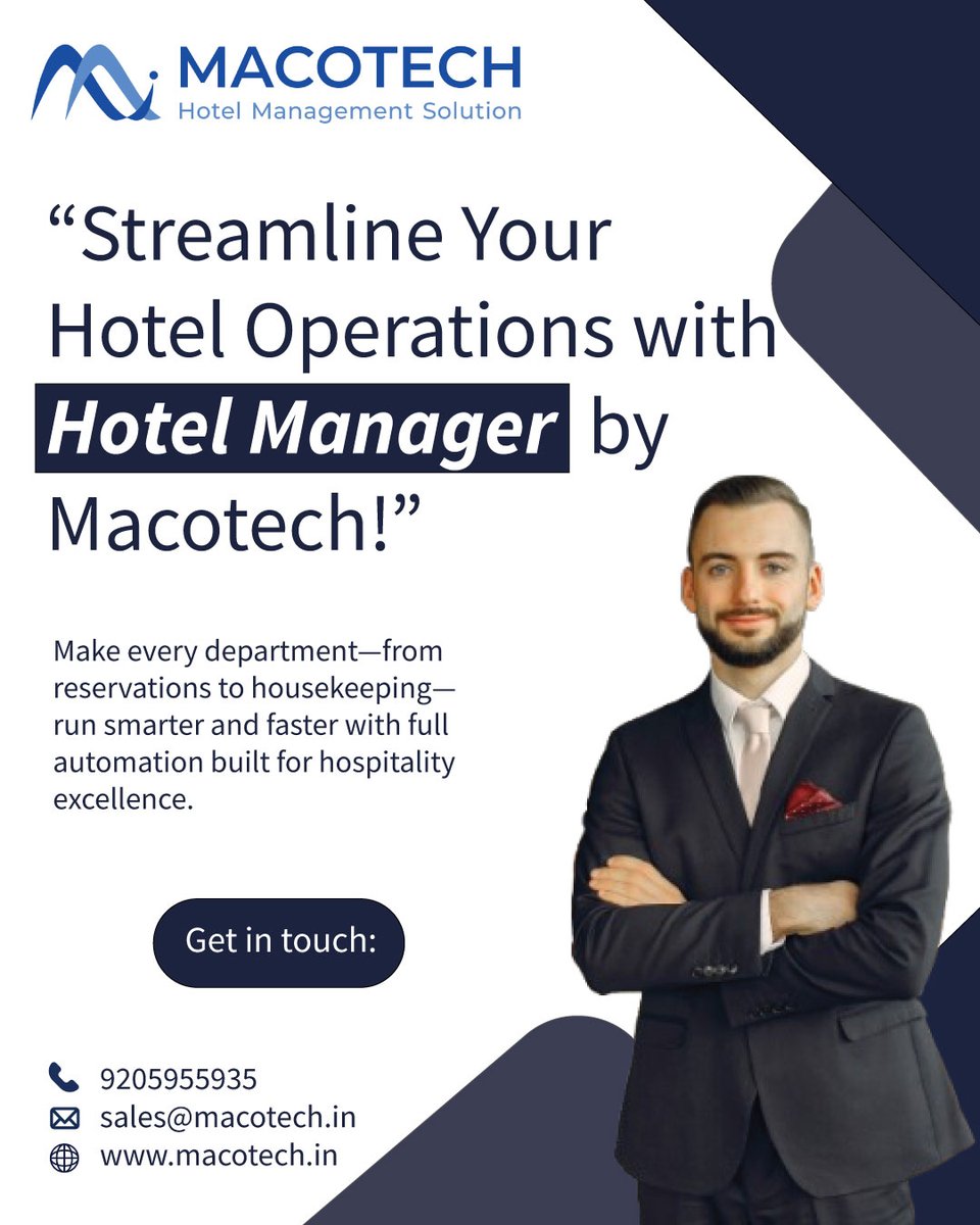 MacoTechLtd's tweet photo. Streamline your hotel operations with Hotel Manager by Macotech 🏨
Boost efficiency, enhance guest satisfaction, and grow your revenue—all from one powerful platform.
📞 Call: 9205955935
📧 Email: sales@macotech.in
🌐 Visit: https://t.co/guWYbFODpF

#Macotech #HotelManager https://t.co/r0ESOrRFTb