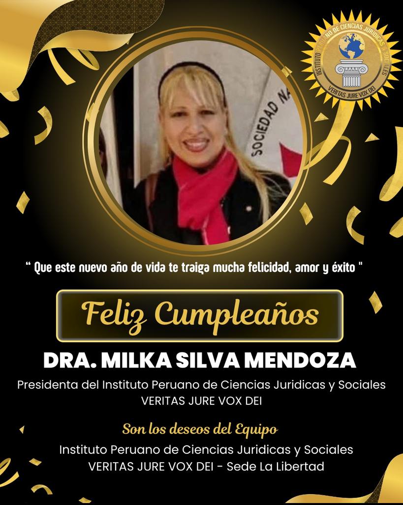 MilkaSilva14's tweet photo. El equipo de Veritas Jure Vox Dei - Sede la Libertad hace llegar su saludo a La Preseidente de la Institución Dra. Milka Silva Mendoza por la celebración de su Onomástico https://t.co/ypEVM3xrzl