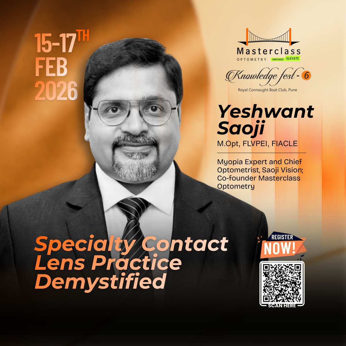 OptometryOnline's tweet photo. Learn how to approach specialty contact lenses with clarity and confidence from Yeshwant Saoji, a myopia expert who simplifies complex concepts into clear, workable clinical steps. @MrOptometrist 
#KnowledgeFest6 #MasterclassOptometry #MyopiaManagement #optometryonline https://t.co/d5KjRJlsbB