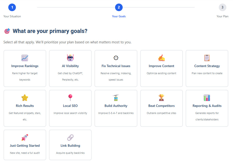 SEOExpertEric's tweet photo. What are your SEO goals? AI Visibility? Local SEO? Technical fixes? 🎯

Our SEO Journey Wizard builds your roadmap in 90s with direct links to the tools you need.

Start for free: https://t.co/C6HNtA1bgO

#SEO #AIVisibility #LocalSEO #Marketing https://t.co/nvECjo4ZTL