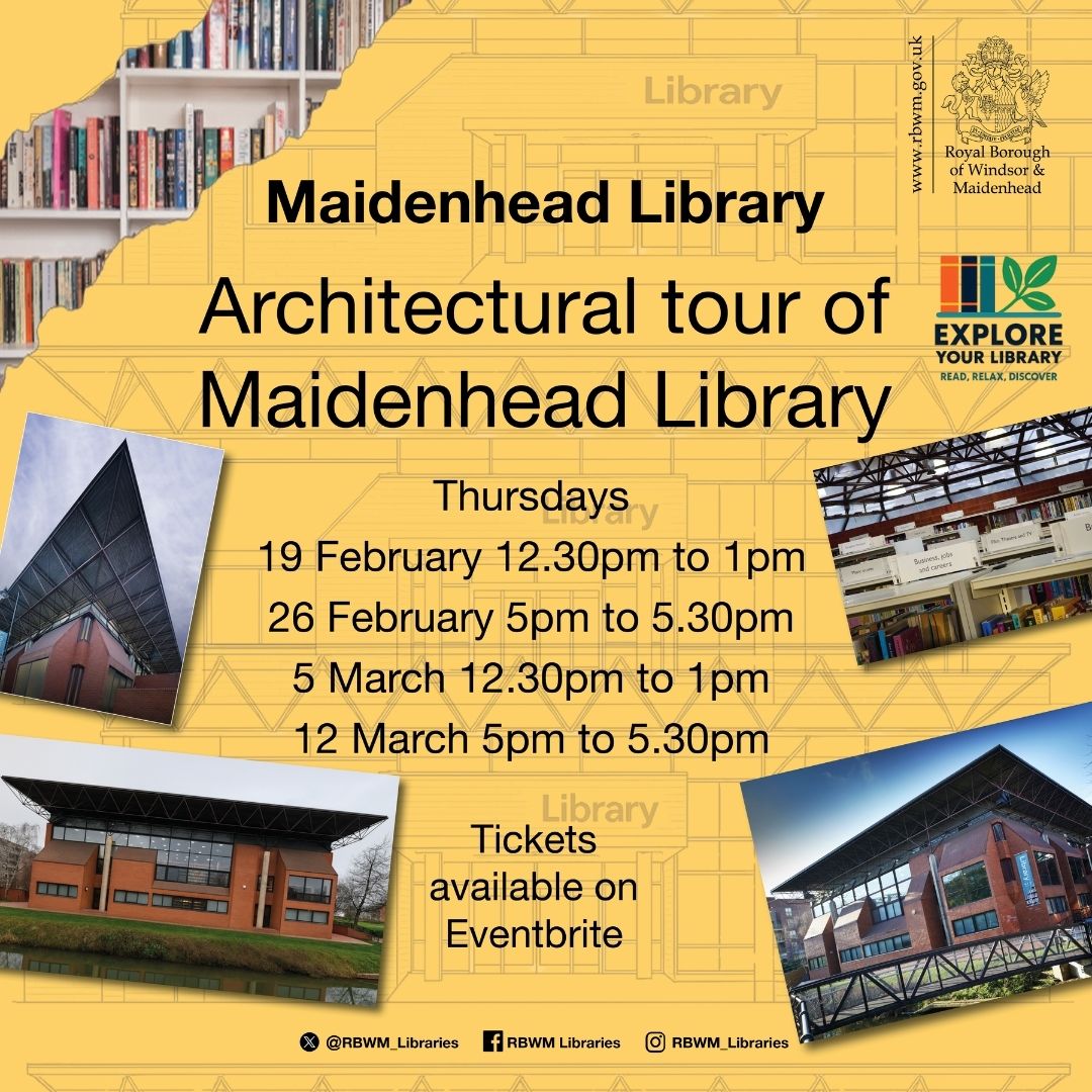 RBWM_Libraries's tweet photo. Fancy a Thursday with a side of architecture? Join us at Maidenhead Library for a unique look at its fascinating structure and history. 

Tickets are £3 and can be purchased via the link in our bio. Be sure to tag us after you visit!

#rbwmlibraries #history #architecture https://t.co/CqXdVs6Lyb