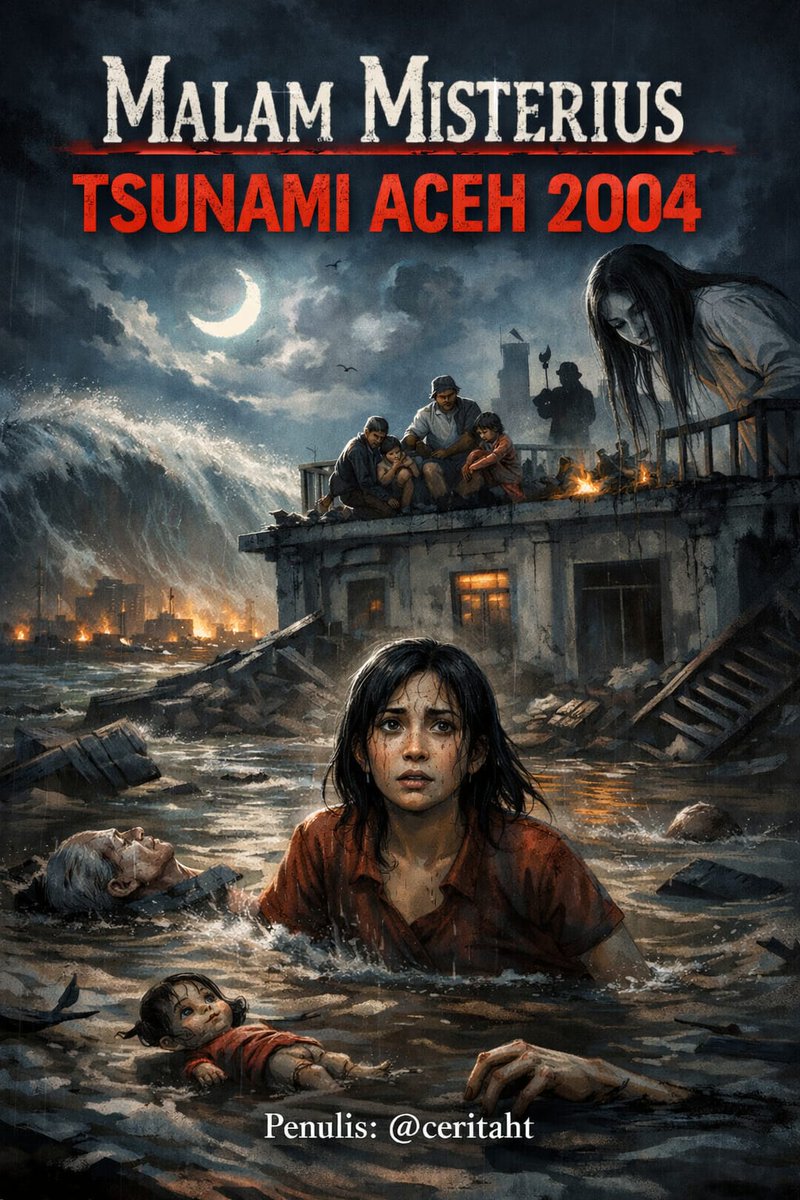 ceritaht's tweet photo. Malam Misterius Tsunami Aceh 2004

(Cerita narsum) 

Namaku Titin. Aku lahir di Jawa, tetapi sejak usia tiga bulan orang tuaku pindah ke Aceh. Tepatnya di Banda Aceh, dan di sanalah kami sekeluarga menetap hingga hari itu tiba.
@bacahorror https://t.co/tsZwQw8M5E