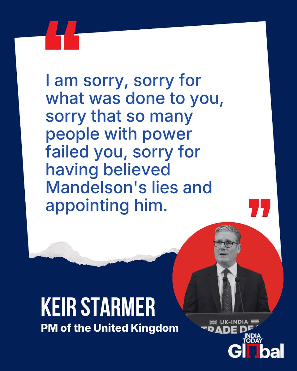 ITGGlobal's tweet image. British PM Keir Starmer apologises to Jeffrey Epstein’s victims over appointing Peter Mandelson and ‘believing his lies’, pledging ‘we will pursue the truth.’ 

#KeirStarmer #JeffreyEpstein #PoliticalAccountability #IndiaTodayGlobal