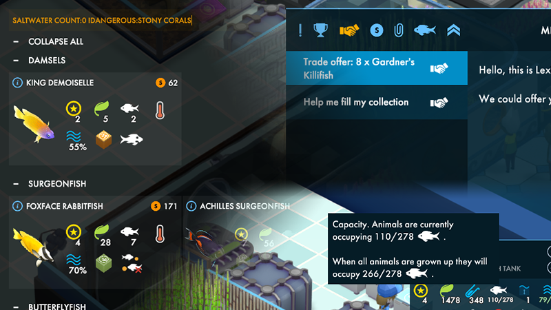 Struggling with an overflowing message log?
Can't find the perfect fish to place with corals?

UI solutions to these problems and more will be hitting Megaquarium in a free update later this month!

Read more: store.steampowered.com/news/app/60048…