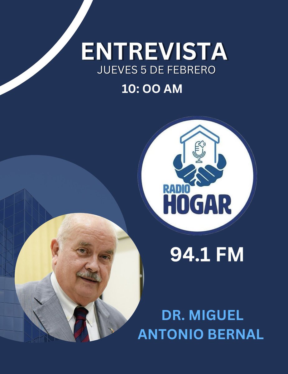 Tienes una cita, este jueves 5 de febrero en punto de la 10:00 de la mañana por <a href="/RadioHogar/">Radio Hogar</a>, donde estará como invitado el catedrático y constitucionalista, <a href="/MiguelABernalV/">Miguel Antonio BERNAL Villalaz</a>