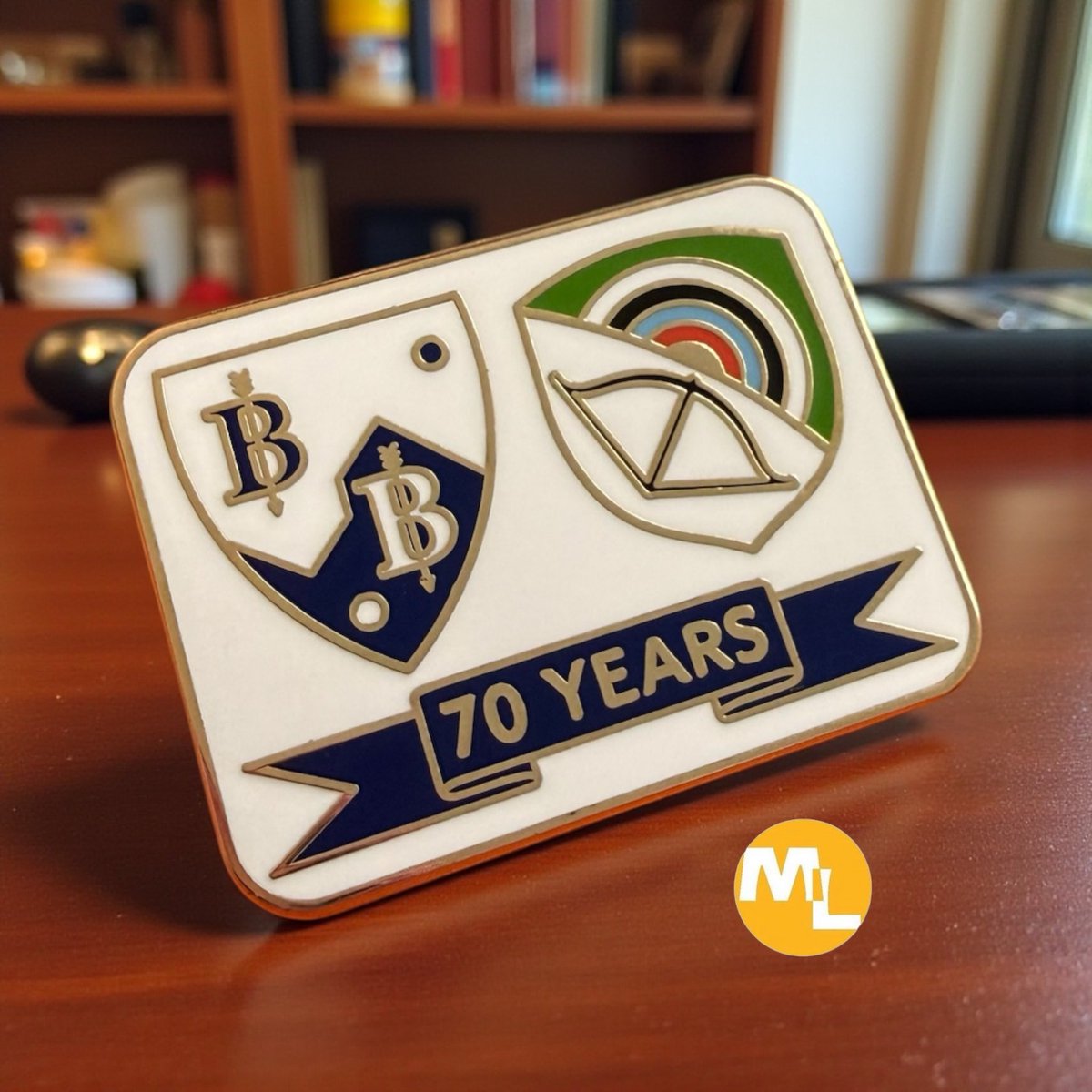 We made for our customer celebrating their 70th years anniversary process: Hard enamel, size 40mm.

<a href="/mlbadges/">ML Badges & More Ltd</a> #mlbadges #Badges #EnamelPins #GraphicDesign #ProductDesign