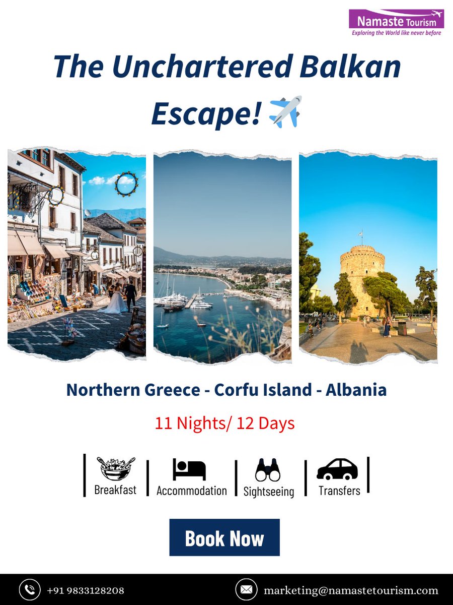 NamasteTourism's tweet image. Three countries, one unforgettable Balkan escape ✨
🇬🇷 Greece 
🏝️ Corfu Island
🇦🇱 Albania
The Balkans aren’t just a destination — they’re a feeling 🤍

#BalkanEscape #GreeceTravel #VisitCorfu #AlbaniaTravel #HiddenEurope