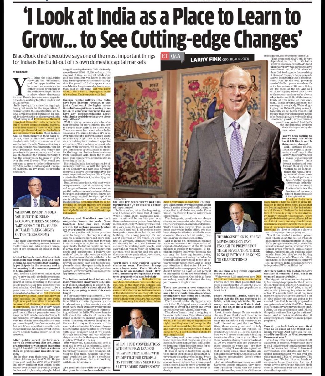 sruthijith's tweet photo. These and several other rich, candid nuggets in my wide-ranging ET interview with Larry Fink. @BlackRock 

https://t.co/GYLAvfDpiv https://t.co/bsdEWNkCTi