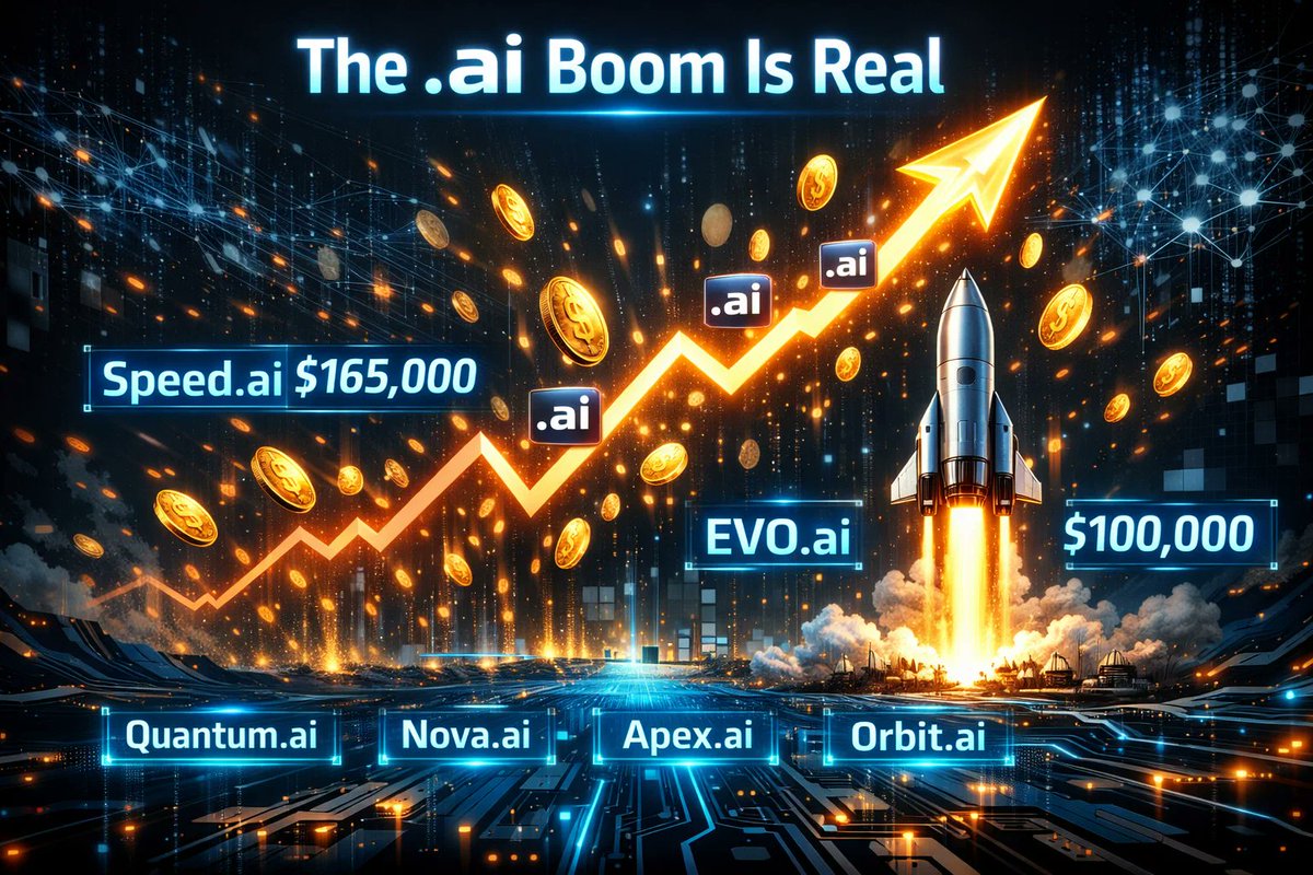 AlexDomainHQ's tweet image. .ai domains are exploding in 2026 🚀

AI-focused companies are driving massive aftermarket demand.
Big sales this year:
• Speed.ai → $165,000
• EVO.ai → $100,000
The .ai boom is real — perfect for next-gen AI brands.
Let’s talk premium names 👀…