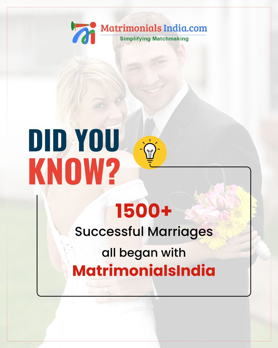OnlineMATRIMONY's tweet image. Did You Know?

Start Your Journey Now!
🌍 Website: matrimonialsindia.com

#SuccessfulMarriages #Matchmaking #FindYourMatch #LoveStories #Matrimony #marriagesite #matrimony #matrimonialsindia