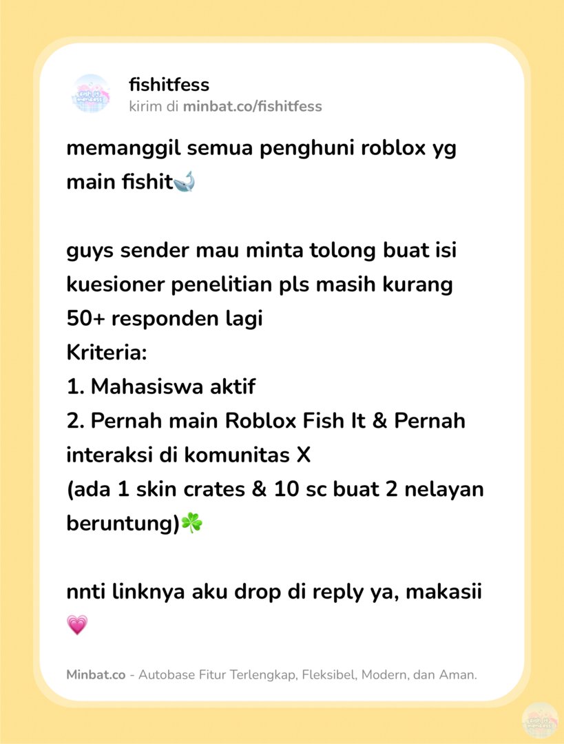 FISH IT FESS ‼️ WTT CANTUMIN UNAME tweet media