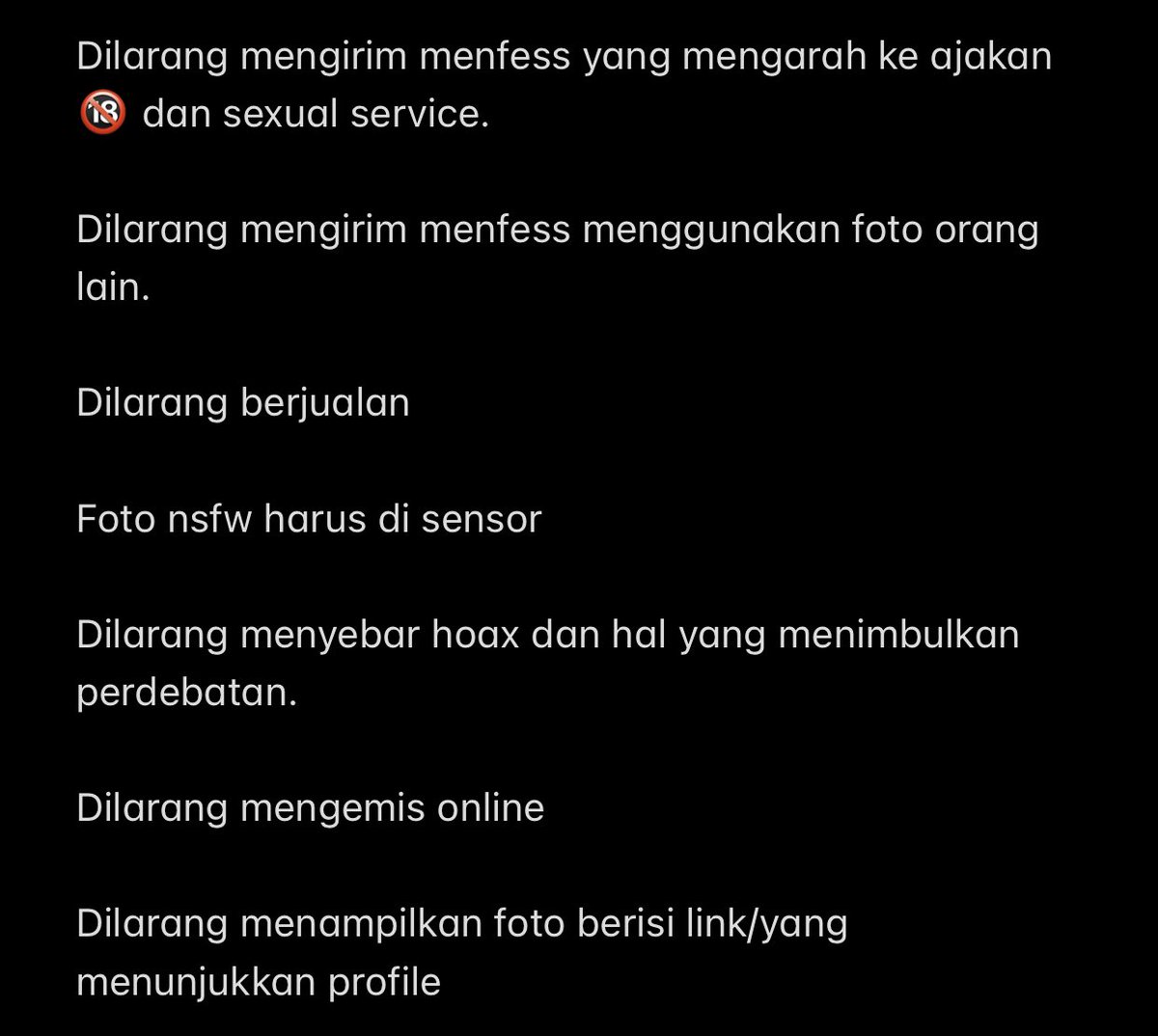 textfromalter's tweet photo. ‼️RULES TXT FROM ALTER‼️

‼️PRICELIST SEND MENFESS DM‼️

🚫transaksi 🔞 di base ini💯

bebas untuk yapping dan ngomel asal tau batas‼️

promosi judol, link 🔞 dan promosi hal lain di reply autoblock oleh admin

‼️DISINI TEMPAT CARI TEMAN, SENANG DAN TENANG‼️

👇🏻👇🏻👇🏻 https://t.co/pW84NrzY0x