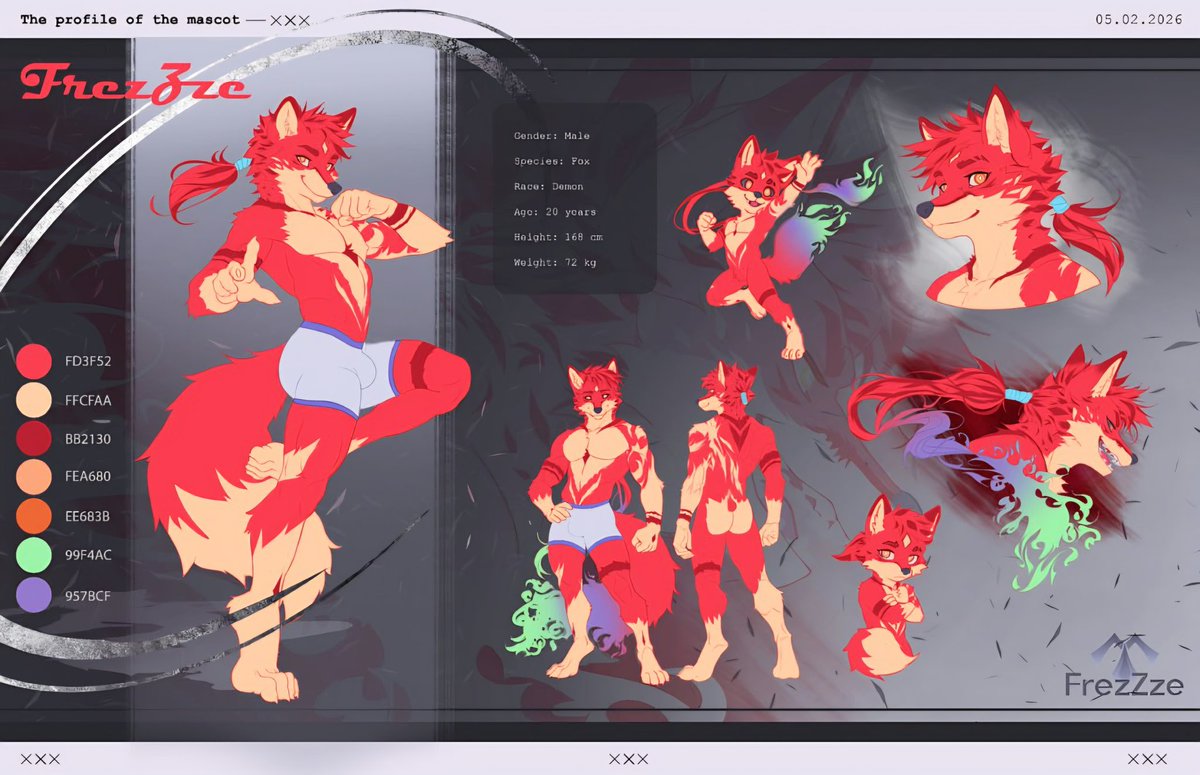 Hey! I made my mascot! A cute and hot fox~

#furry #myart #reference #fox