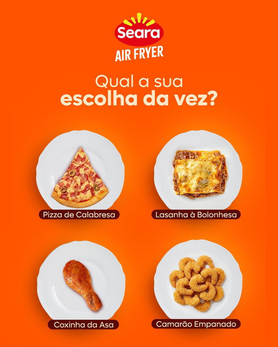 Seara Air Fryer é perfeita para sua air fryer e para cada ocasião. Não importa o seu ritmo, tem sempre uma opção para você tirar do freezer. Qual você escolheria hoje? 😋