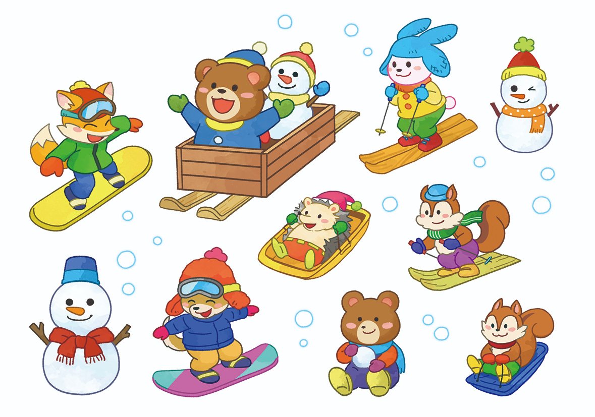 お仕事⛄️
世界文化社様「ワンダーえほん」2025年12月号より
シールページ『わーい！ゆきだよ』を担当いたしました。
雪に映えるカラフルな動物たちが、元気いっぱいにすべっています！🛷⛷️🏂❄️