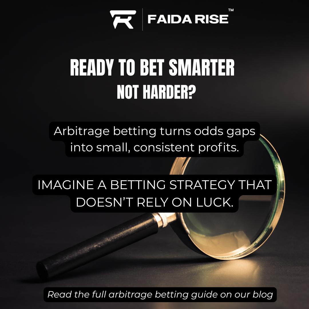 FaidaRise's tweet photo. What if betting wasn’t about hoping…
…but about knowing?

Arbitrage betting uses odds differences across bookmakers to create consistent margins. No predictions required.

Learn how it works and why speed matters.
👉 Full guide on our blog.  #faidarise #sportsbetting #odds https://t.co/EyQZnnx4gp