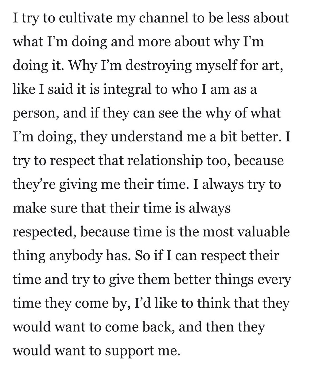 the way that mark views creating art and putting your entire self into what you’re making is so inspiring to me and it’s so refreshing to see in the age of ai slop and big corps pushing to pay ppl less for their skills
