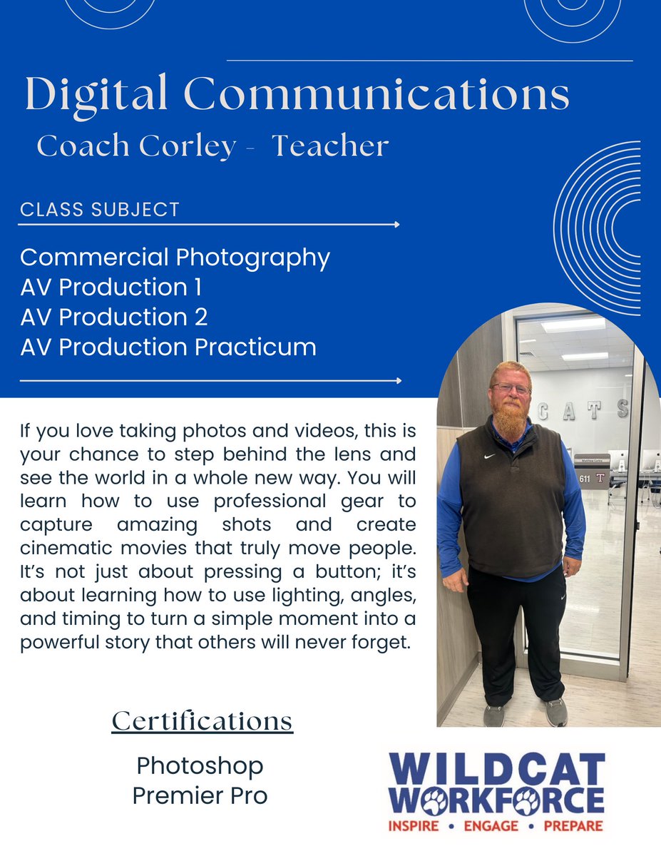 CTE_TISD's tweet photo. π CTE Month Spotlight πβ¨Shoutout to Coach Corley, Digital Communications teacher, for inspiring students through photography, video, and real-world storytelling. πΈπ¬
#CTEMonth #DigitalCommunications #WildcatWorkforce https://t.co/5V9VgikRtA