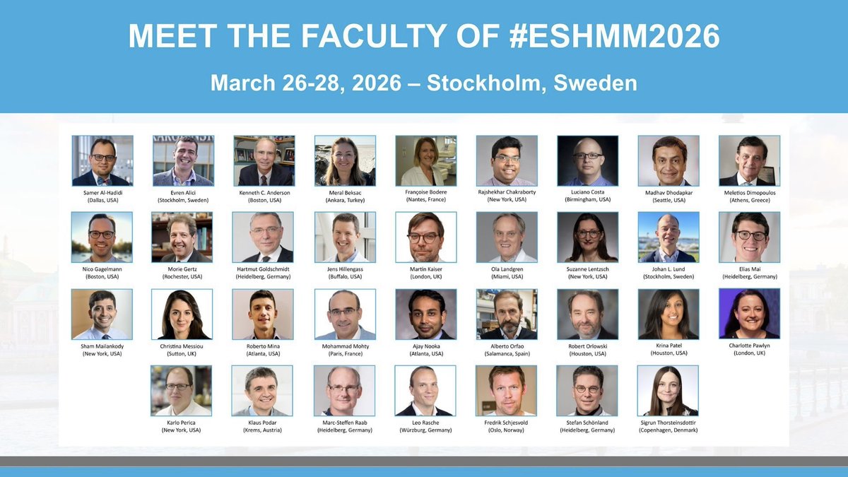 HemostasisToday's tweet photo. ESH - Meet the Faculty of ESHMM 2026
@ESHaematology
https://t.co/3ezIxpoOER
#Hematology #Hemostasis #HemostasisNews #HemostasisToday #Medicine #Health #MedX #MedNews #MedEd #ESHMM26 #ESH https://t.co/6CW8eXyvf3