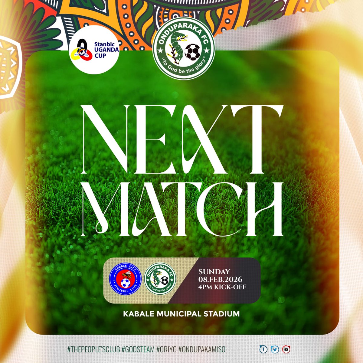 OnduparakaFC1's tweet photo. 𝗨𝗣𝗡𝗘𝗫𝗧| 𝗞𝗔𝗕𝗔𝗟𝗘 𝗖𝗜𝗧𝗬 𝗙.𝗖

A long trip to 𝗞𝗔𝗕𝗔𝗟𝗘 awaits as we take on Kabale City FC in the Stanbic Uganda Cup Round 64 showdown at Kabale Municipal Stadium...

#𝗔𝗠𝗔𝗢𝗡𝗗𝗨𝗣𝗔𝗥𝗔𝗞𝗔 | #𝗚𝗢𝗗𝗦𝗧𝗘𝗔𝗠 https://t.co/wjLI9IlI51