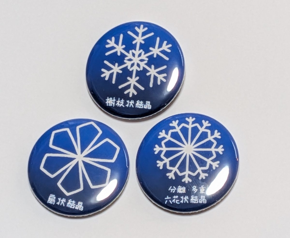 さっぽろ雪まつりなので 雪の結晶缶バッジ 雪の結晶も121種類に分類