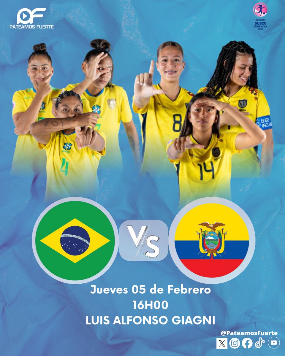 🫵🏻 Hoy empieza el sueño Tricolor 🇪🇨

💪 Brasil 🇧🇷 se enfrentará a Ecuador 🇪🇨 por la primera jornada del Sudamericano Sub-20. 

📺 DirecTV
⌚️ 16:00

🫡 Rumbo al Mundial Sub-20 🔥

#PateamosFuerte