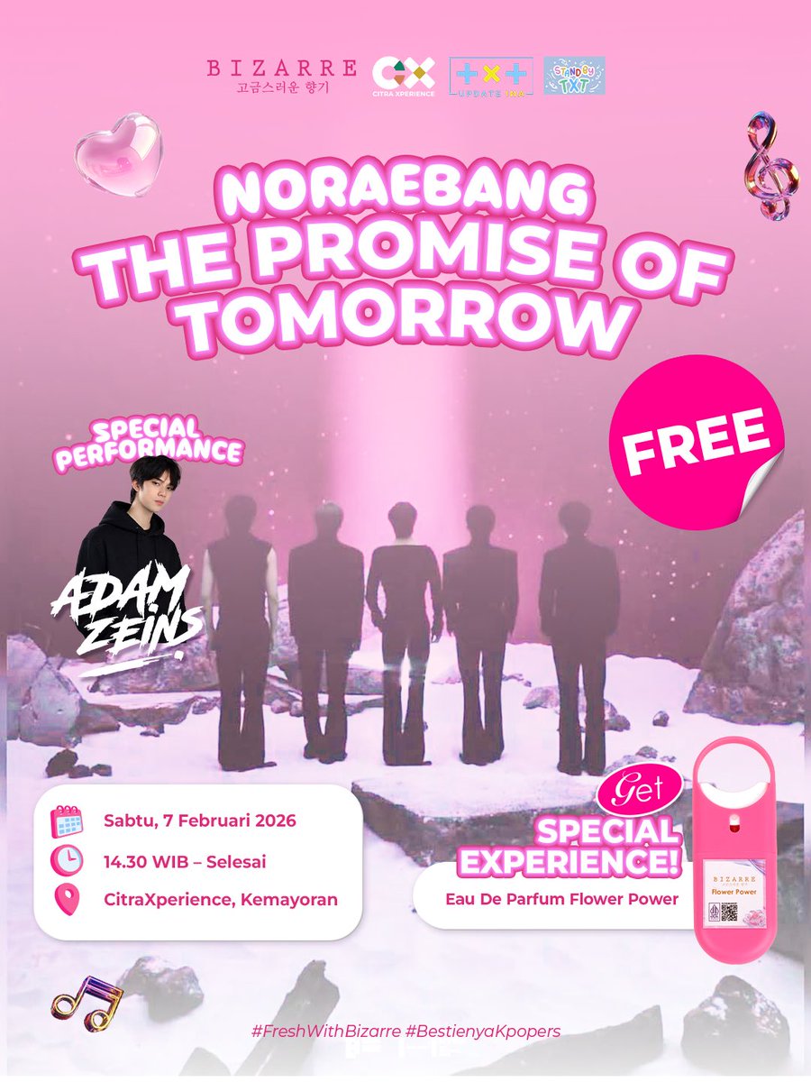 Bizarre_Perfume's tweet photo. MOA TIME‼️💃
Weekend ini, yuk seru-seruan bareng Mizzen dan MOA di event Noraebang the promise of Tomorrow🩵🤘🏻
Absen yuk yang bakalan datang🙋🏻♀️
#Bizarre #FreshWithBizarre #BestienyaKpopers #MOA #TXT https://t.co/ufeN0WFWNe